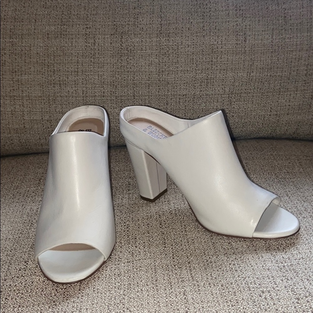 White Open Toe Bleecker & Bond Mule